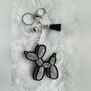 Black and Silver Balloon Dog Keychain Bag Charm